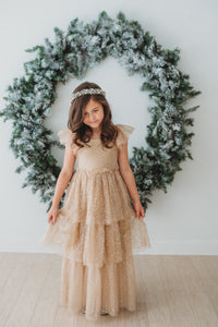SS Girl's Dress Emilia Maxi (sequin gold tulle)