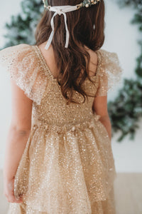 SS Girl's Dress Emilia Maxi (sequin gold tulle)