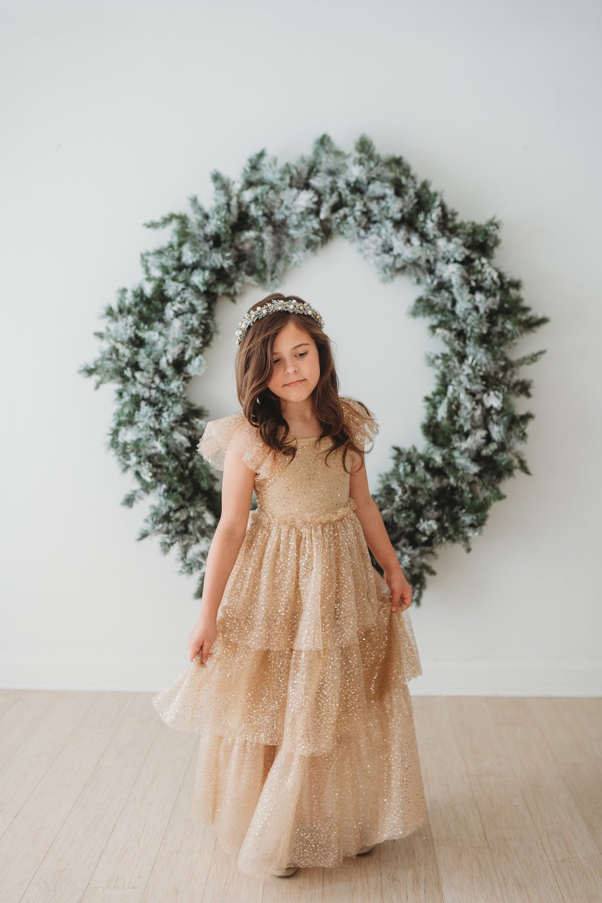 SS Girl's Dress Emilia Maxi (sequin gold tulle)