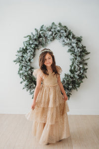 SS Girl's Dress Emilia Maxi (sequin gold tulle)