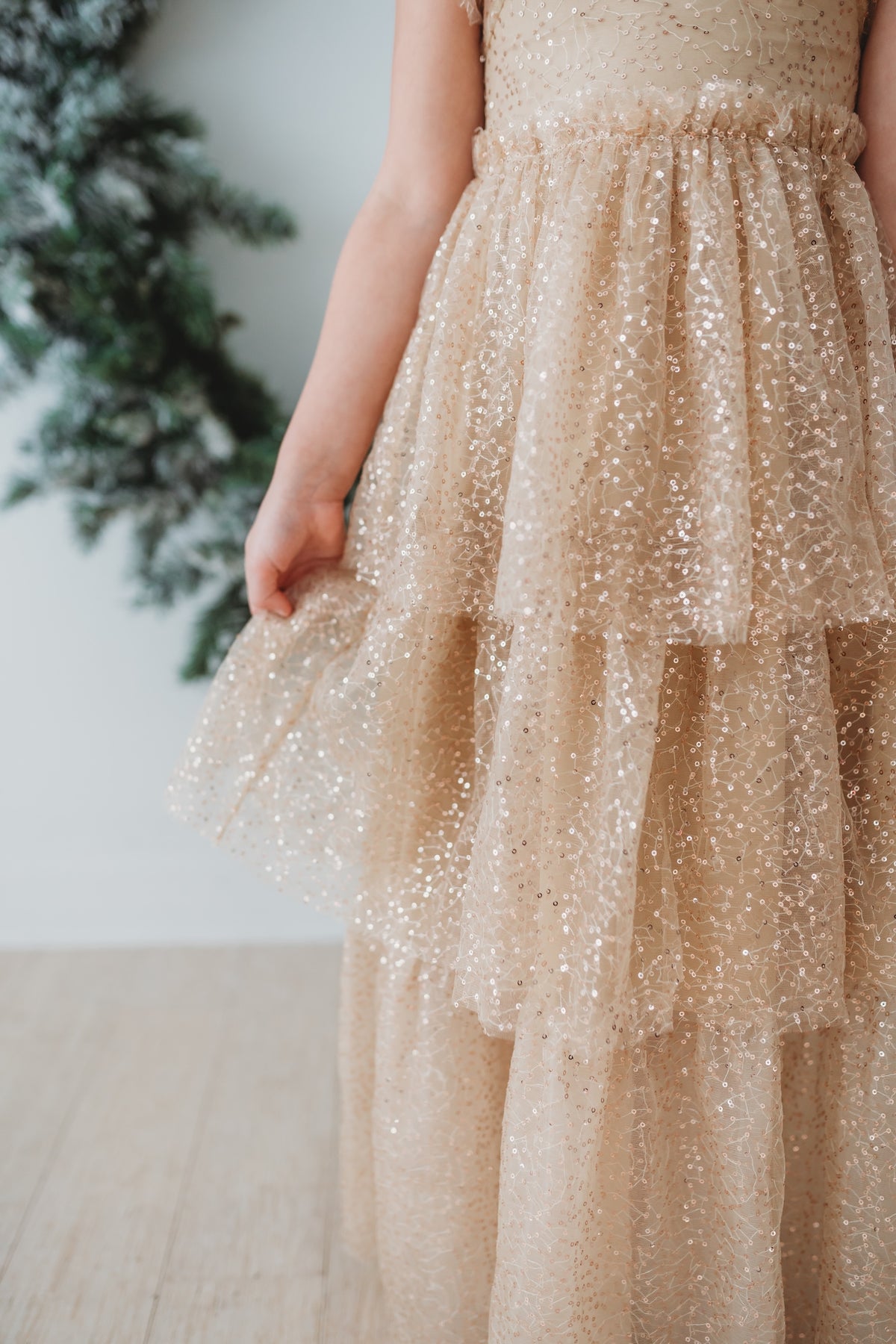 SS Girl's Dress Emilia Maxi (sequin gold tulle)