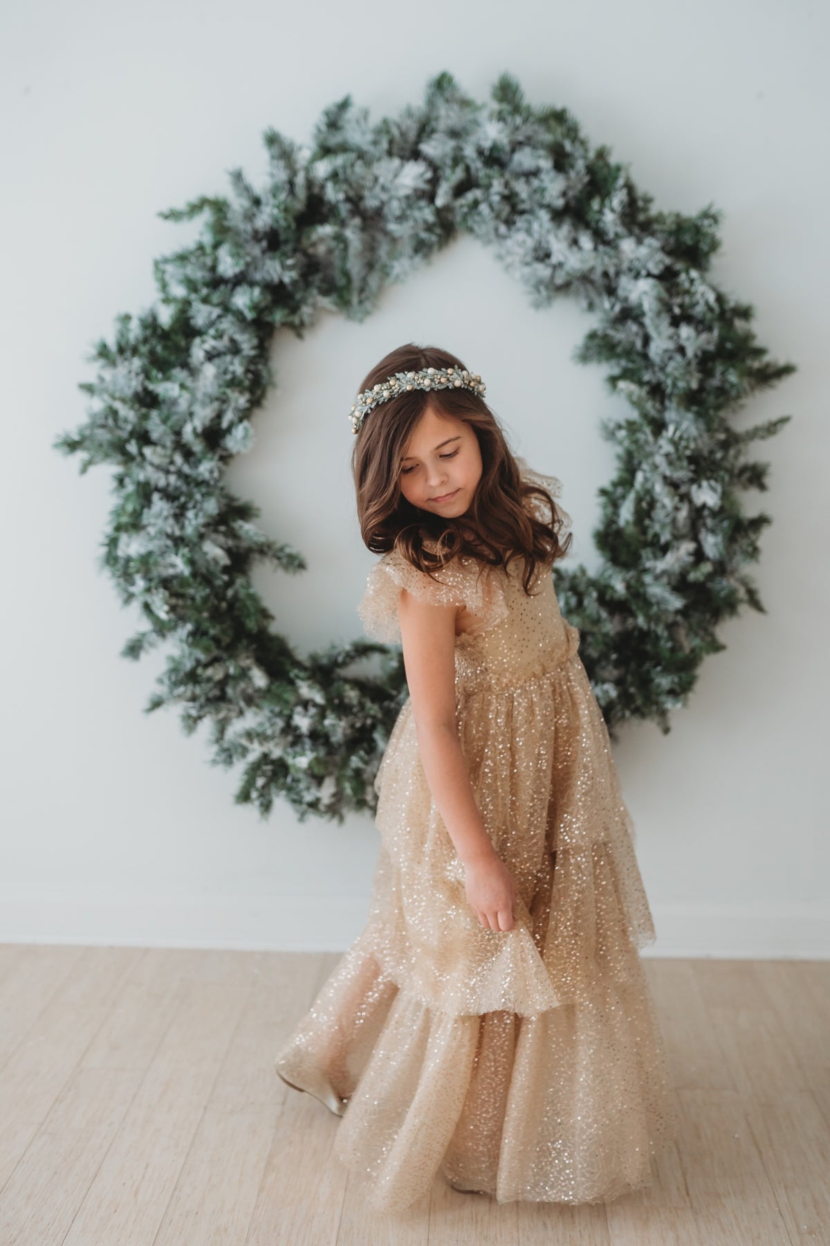 SS Girl's Dress Emilia Maxi (sequin gold tulle)