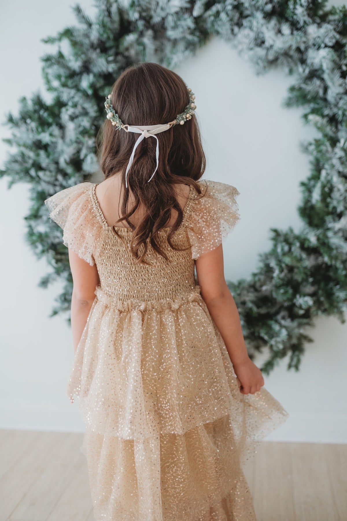 SS Girl's Dress Emilia Maxi (sequin gold tulle)