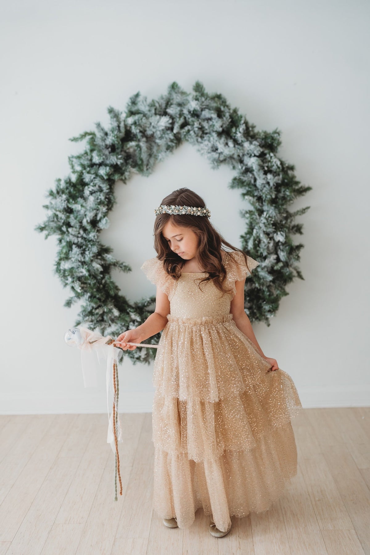 SS Girl's Dress Emilia Maxi (sequin gold tulle)