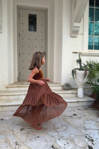 SS Girl's Dress Estelle Dress (velvet cocoa tulle)