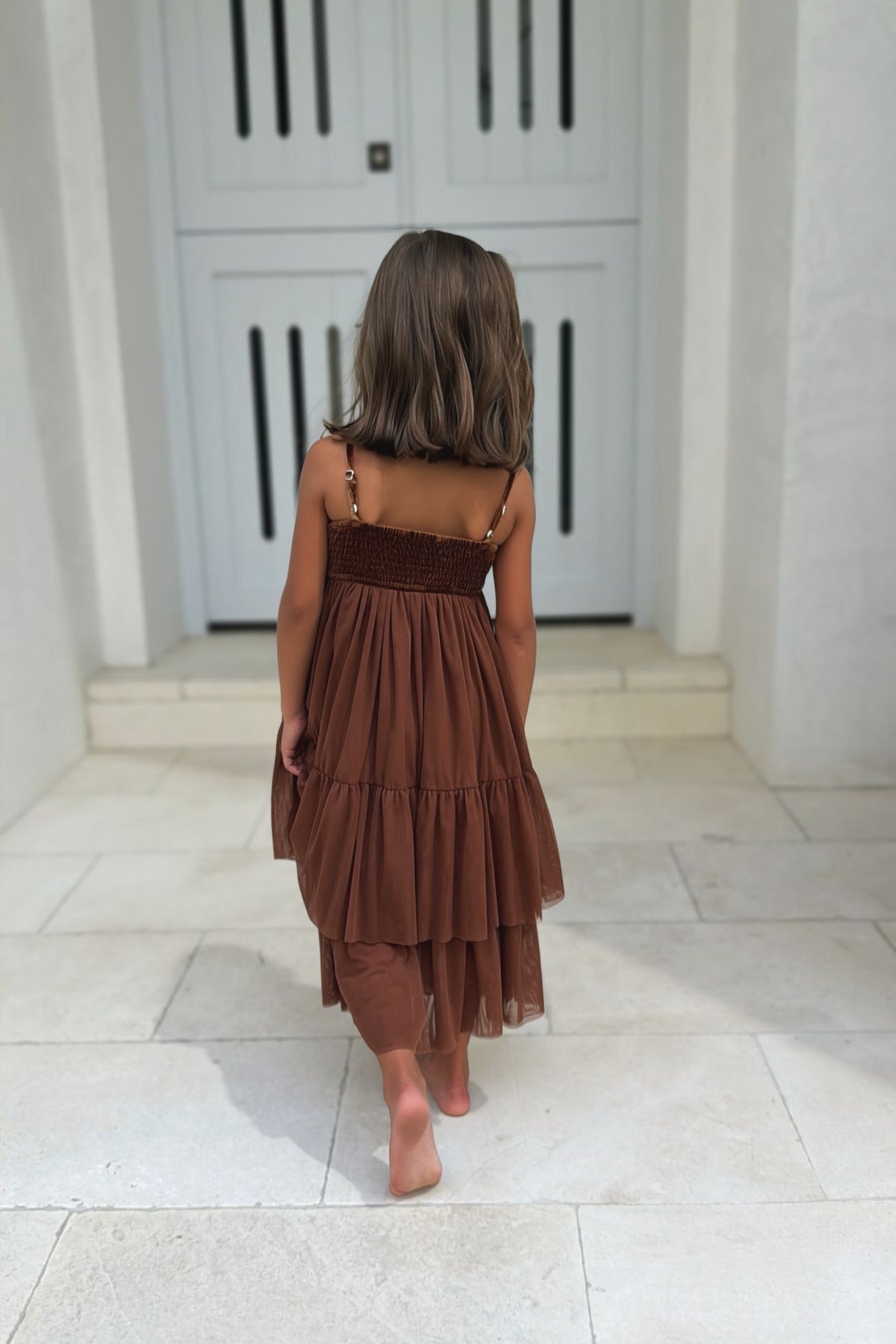 SS Girl's Dress Estelle Dress (velvet cocoa tulle)