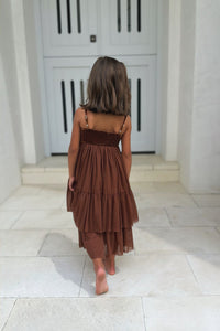 SS Girl's Dress Estelle Dress (velvet cocoa tulle)