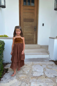 SS Girl's Dress Estelle Dress (velvet cocoa tulle)