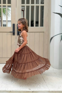 SS Girl's Top Faye Halter (cocoa sequin)
