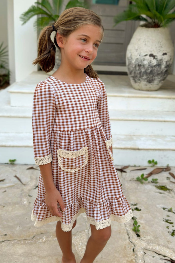 SS Girl's Dress Annie Dress (brown gingham)