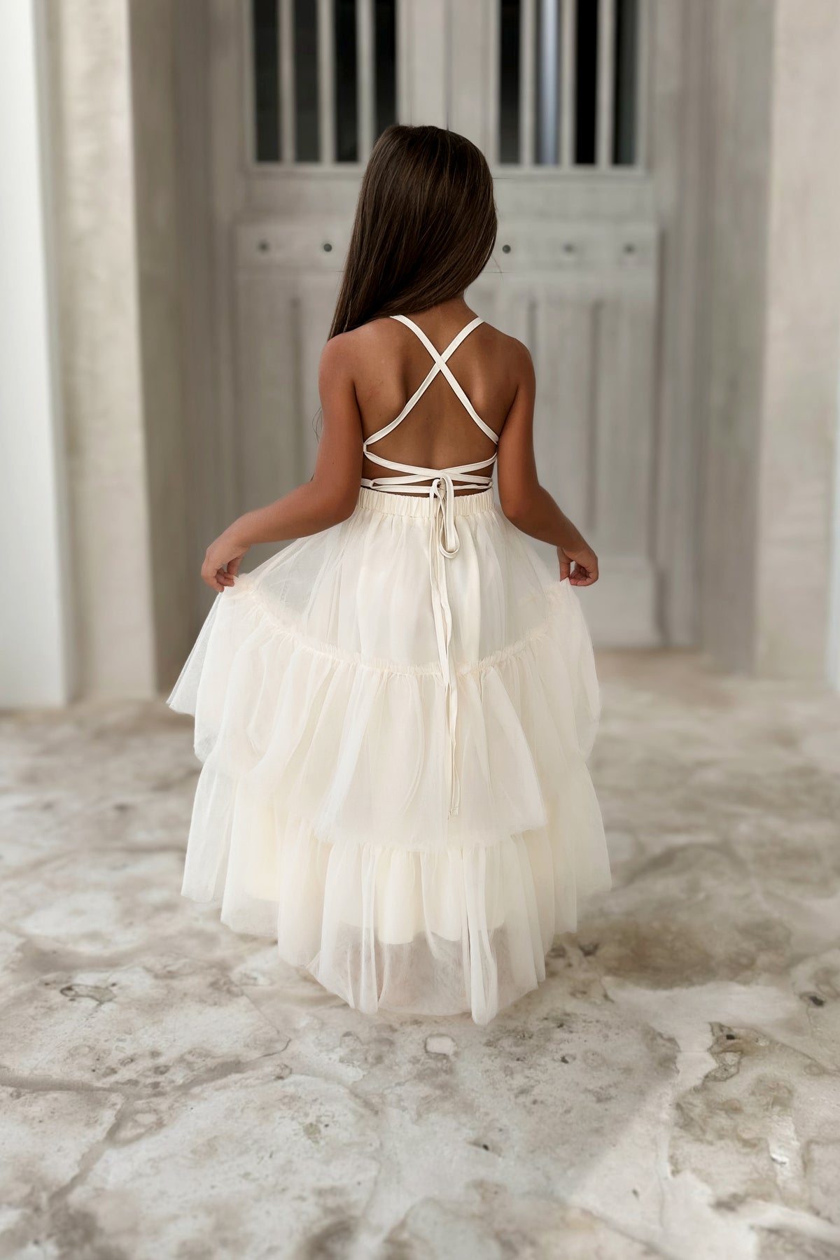 SS Girl's Dress Wendy Dress (antique ivory tulle)