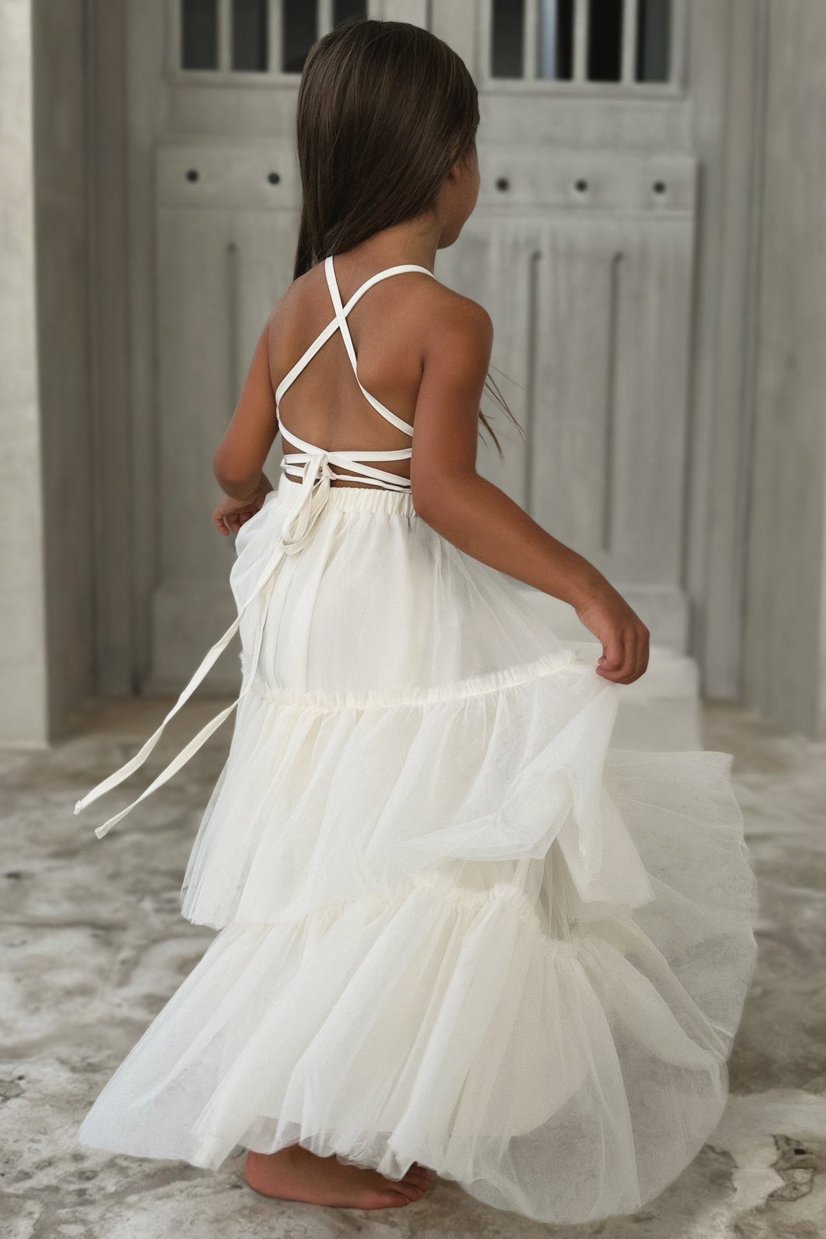 SS Girl's Dress Wendy Dress (antique ivory tulle)