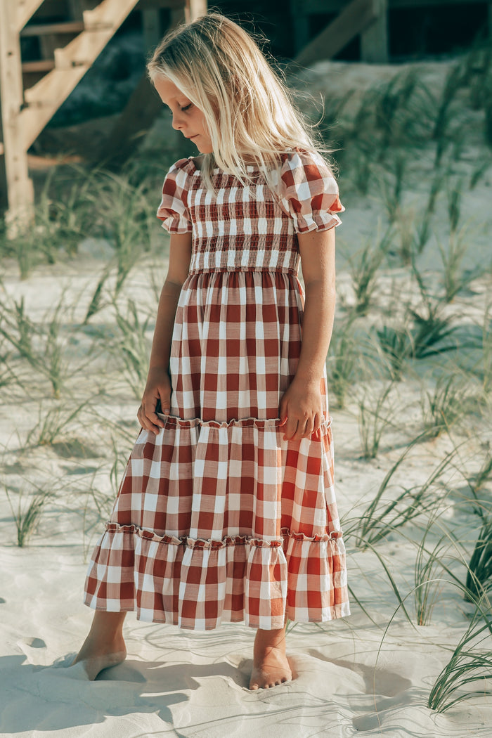 SS Girl's Dress Elle Midi (spice checkered)