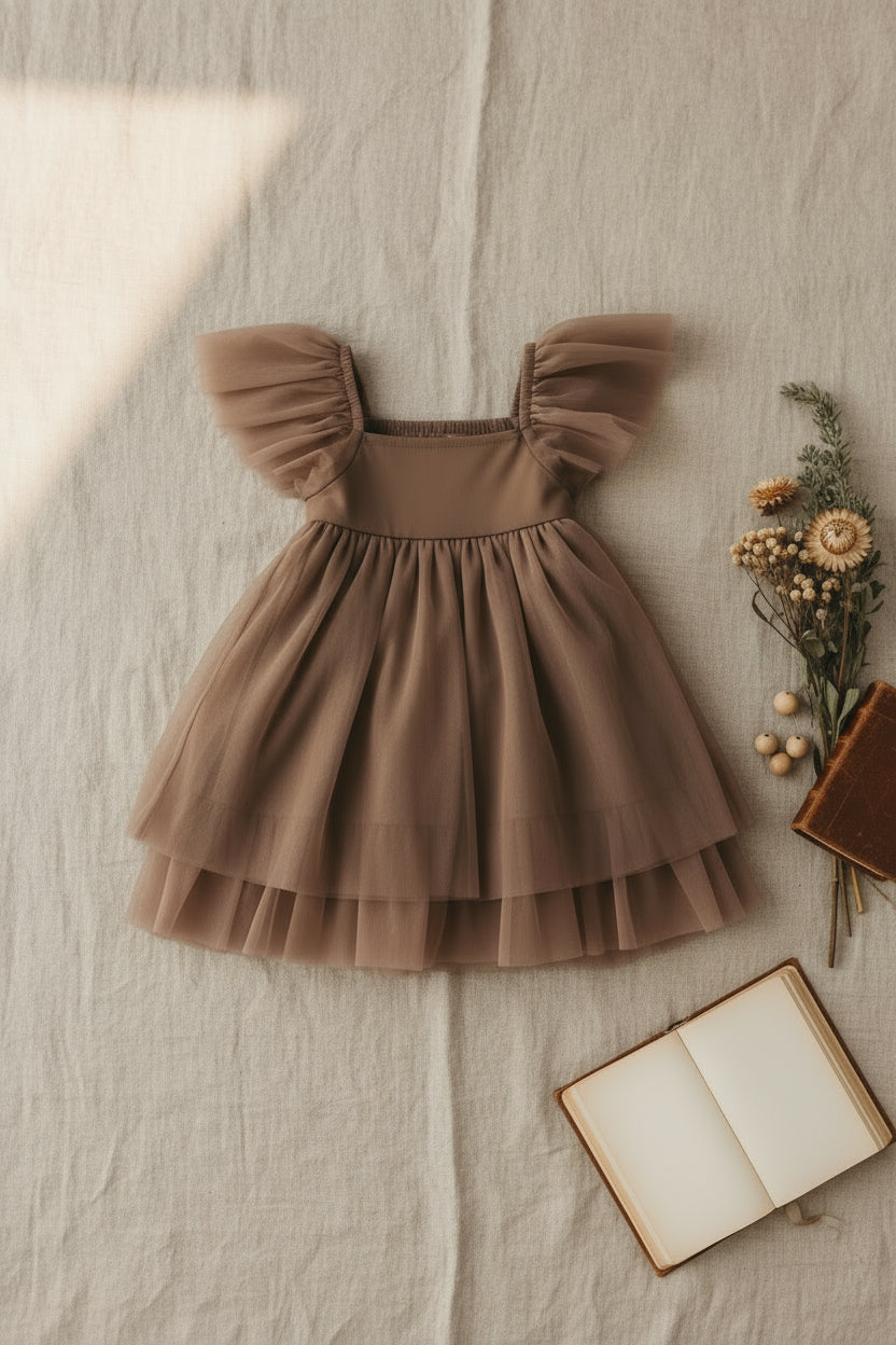 SS Girl's Dress Fawn Dress (mocha tulle)