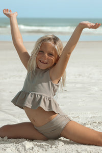 LB Girl's Swim Flutter Tankini Set (ash ribbed)