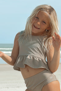 LB Girl's Swim Flutter Tankini Set (ash ribbed)