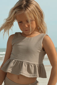 LB Girl's Swim Flutter Tankini Set (ash ribbed)