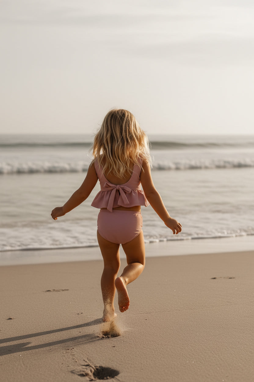 LB Girl's Swim Flutter Tankini Set (petal ribbed)