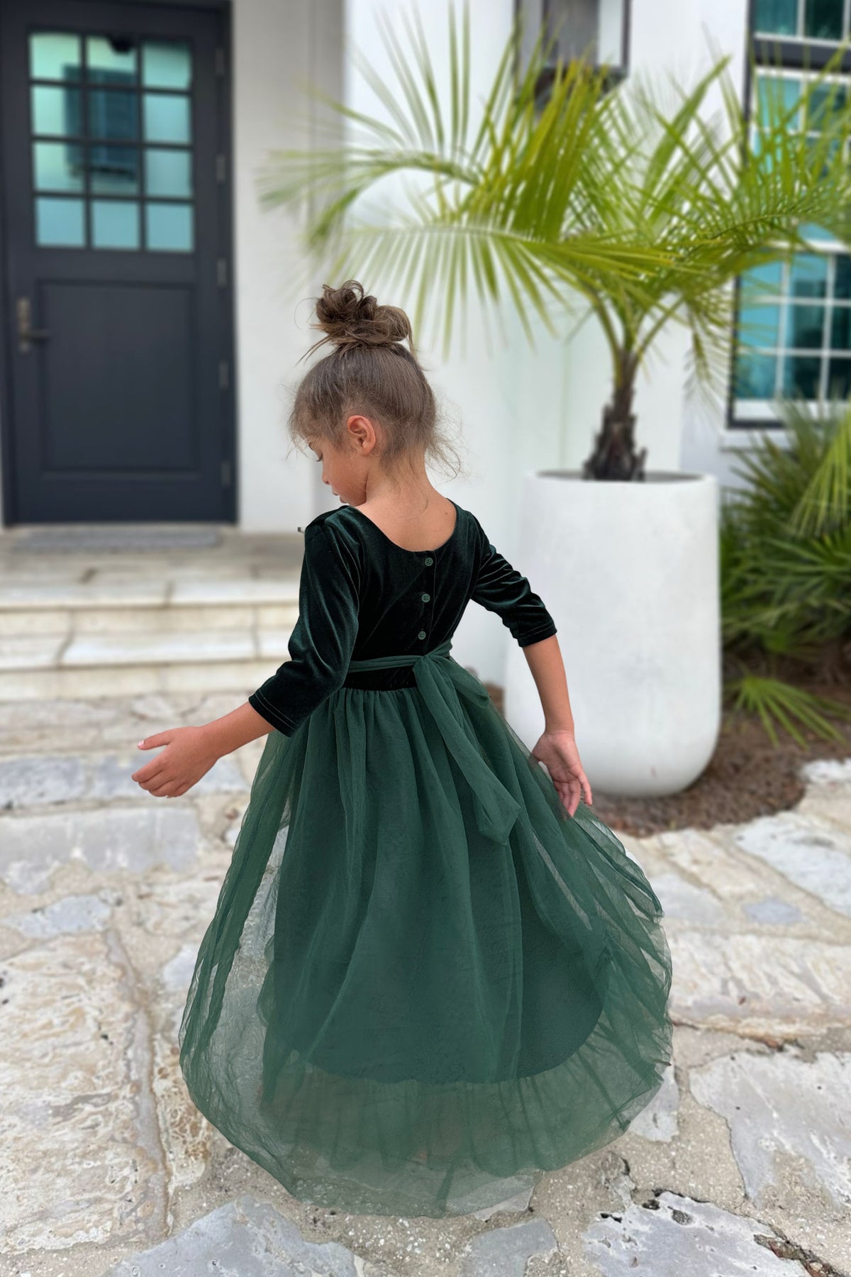 SS Girl's Dress Gracie Dress (forest velvet tulle)