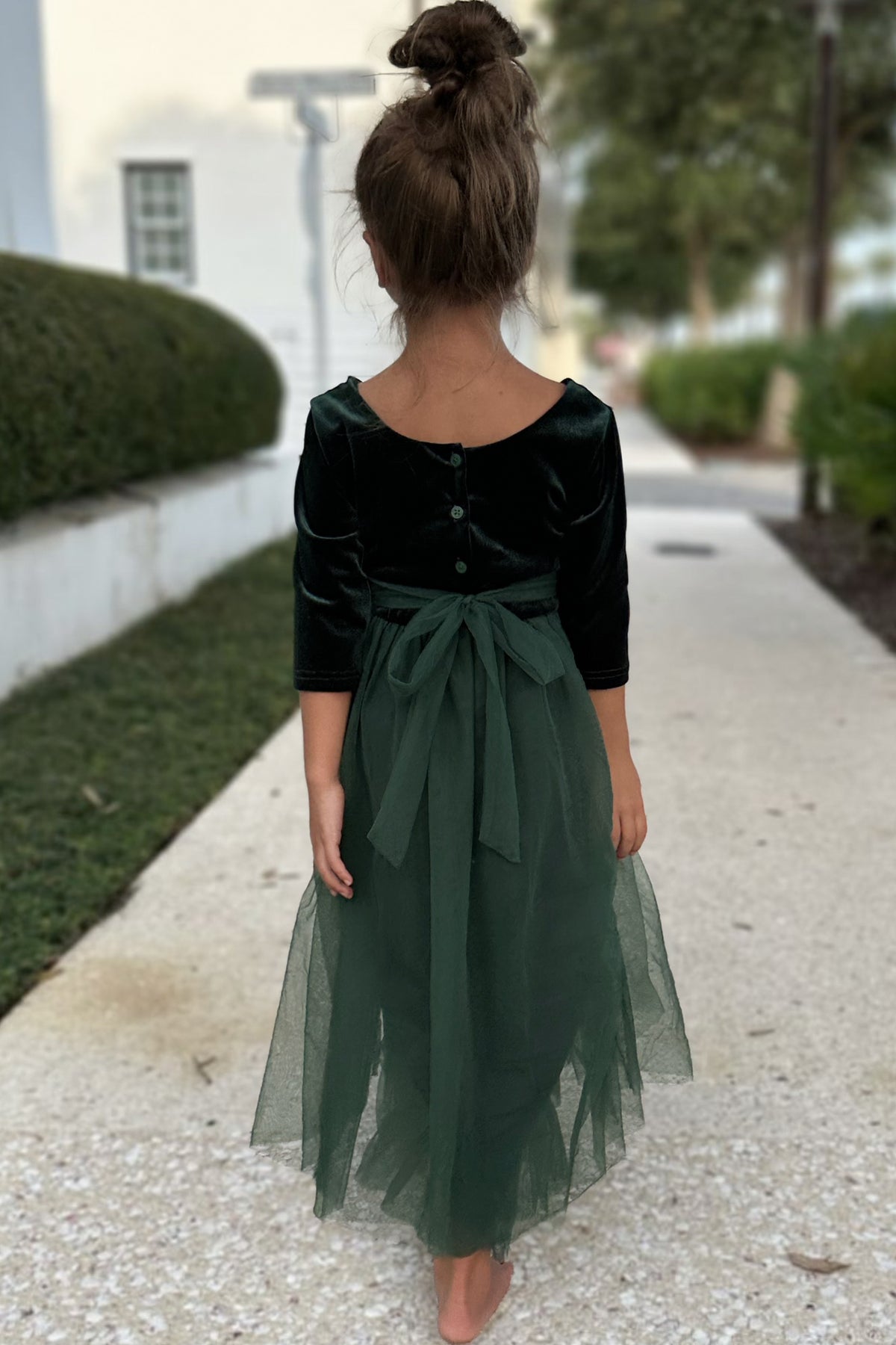SS Girl's Dress Gracie Dress (forest velvet tulle)