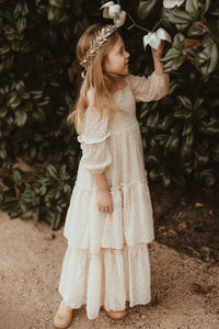 SS Girl's Dress Jolene Dress (natural swiss dot)
