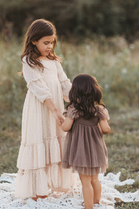 SS Girl's Dress Jolene Dress (natural swiss dot)