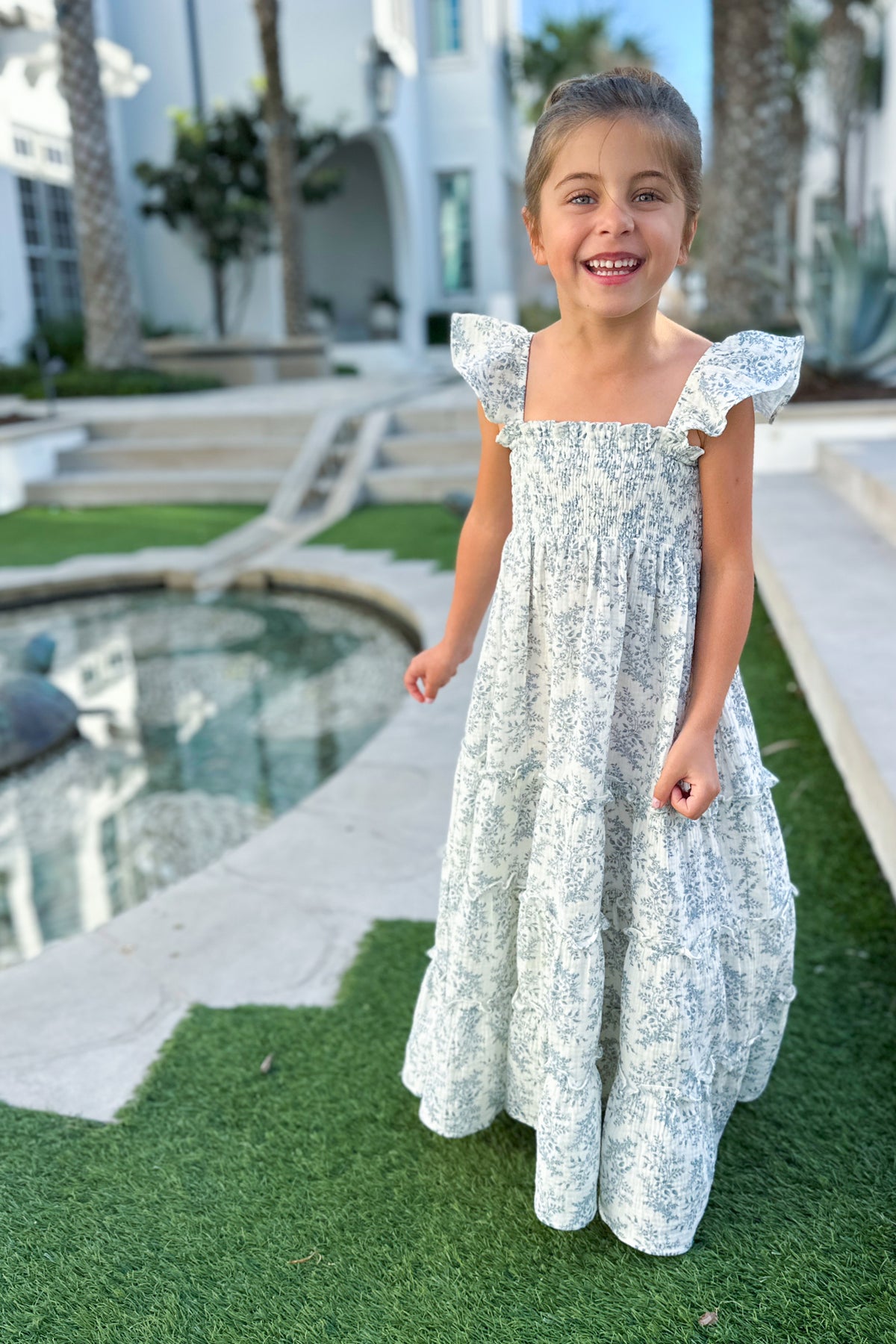 SS Girl's Dress Marabella Dress (blue mist floral)