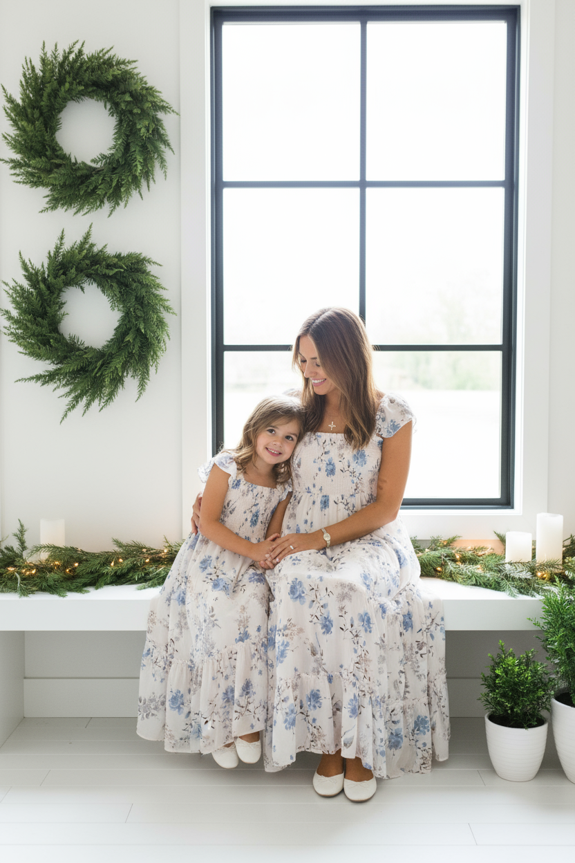 SS Girl's Dress Marabella Dress (floral blue chiffon)