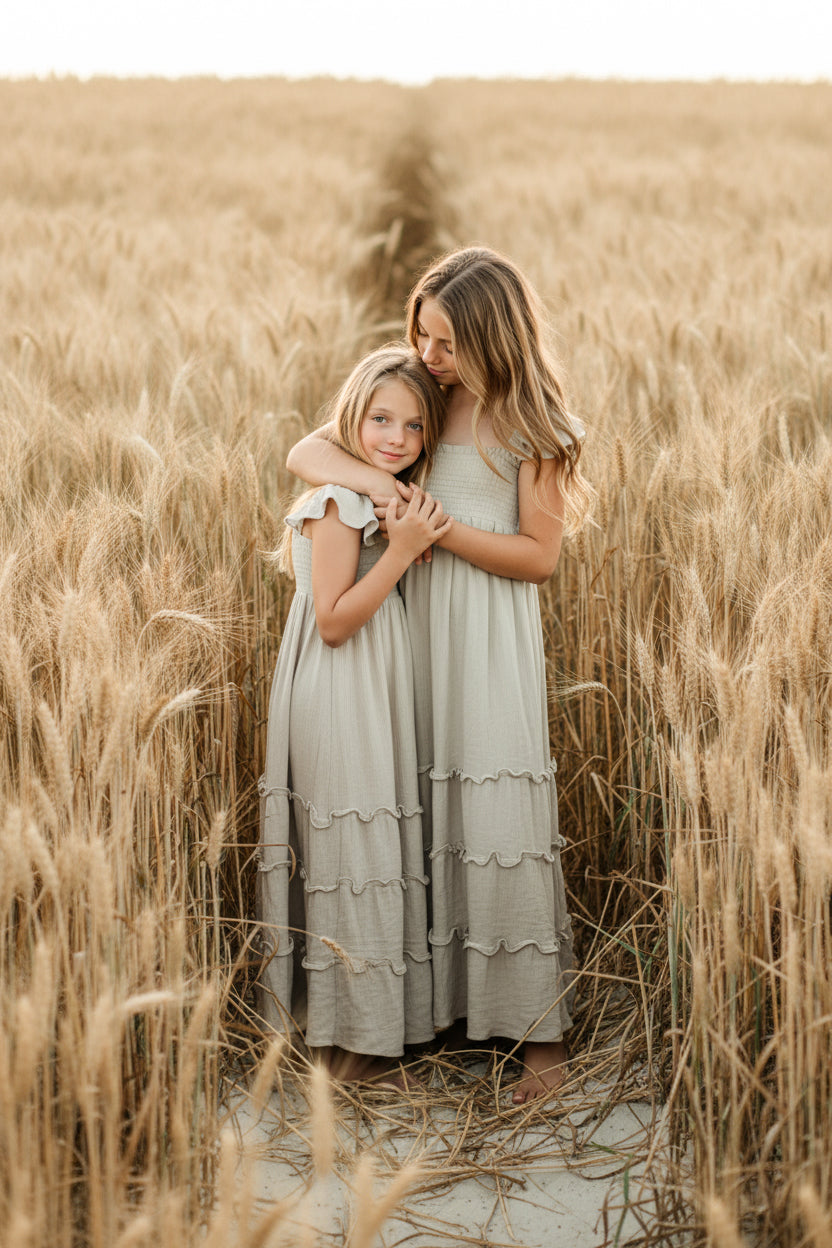 SS Girl's Dress Marabella Dress (soft gray muslin) SALE