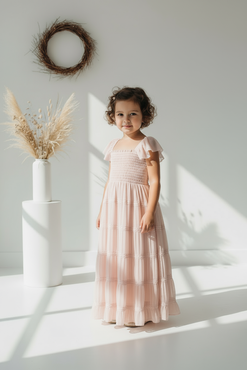 SS Girl's Dress Marabella Dress (soft pink chiffon)