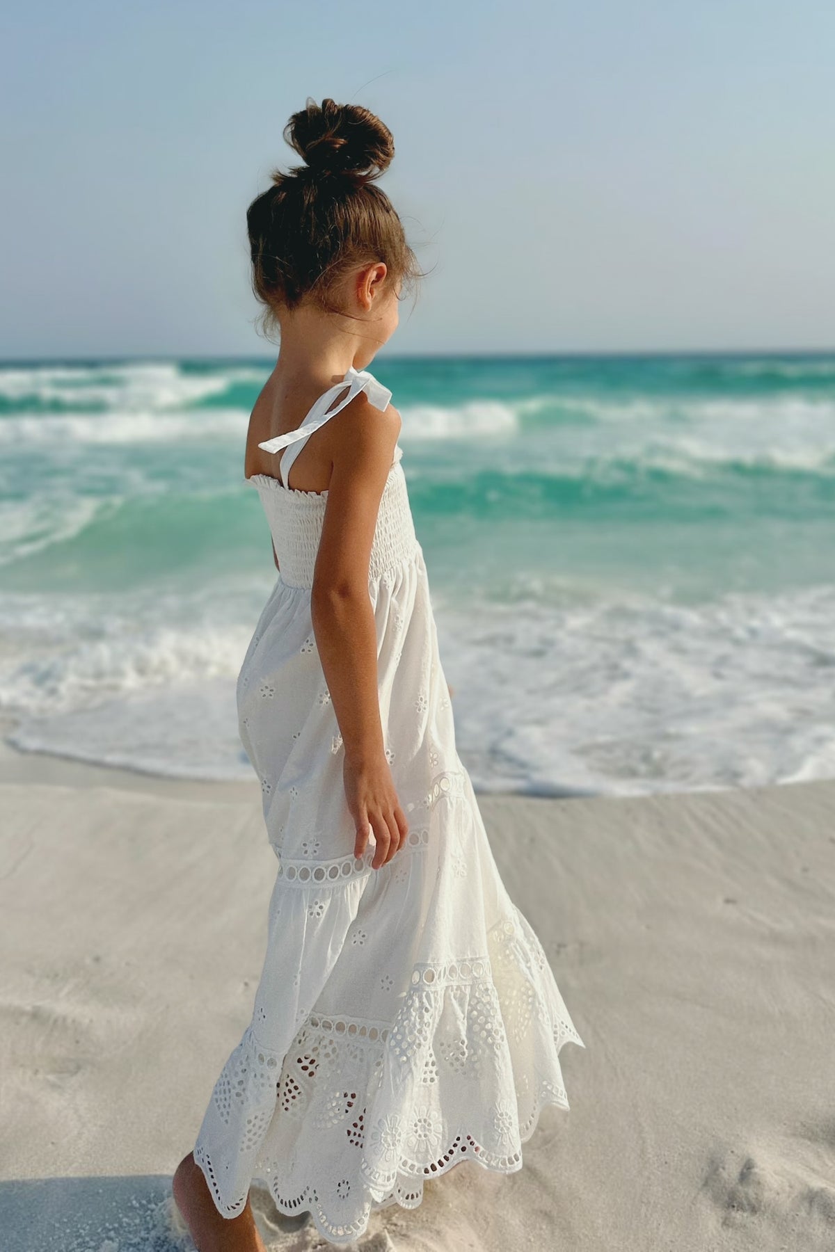 INDIE BLUE Girl's Dress Mary Dress (white eyelet) FINAL SALE
