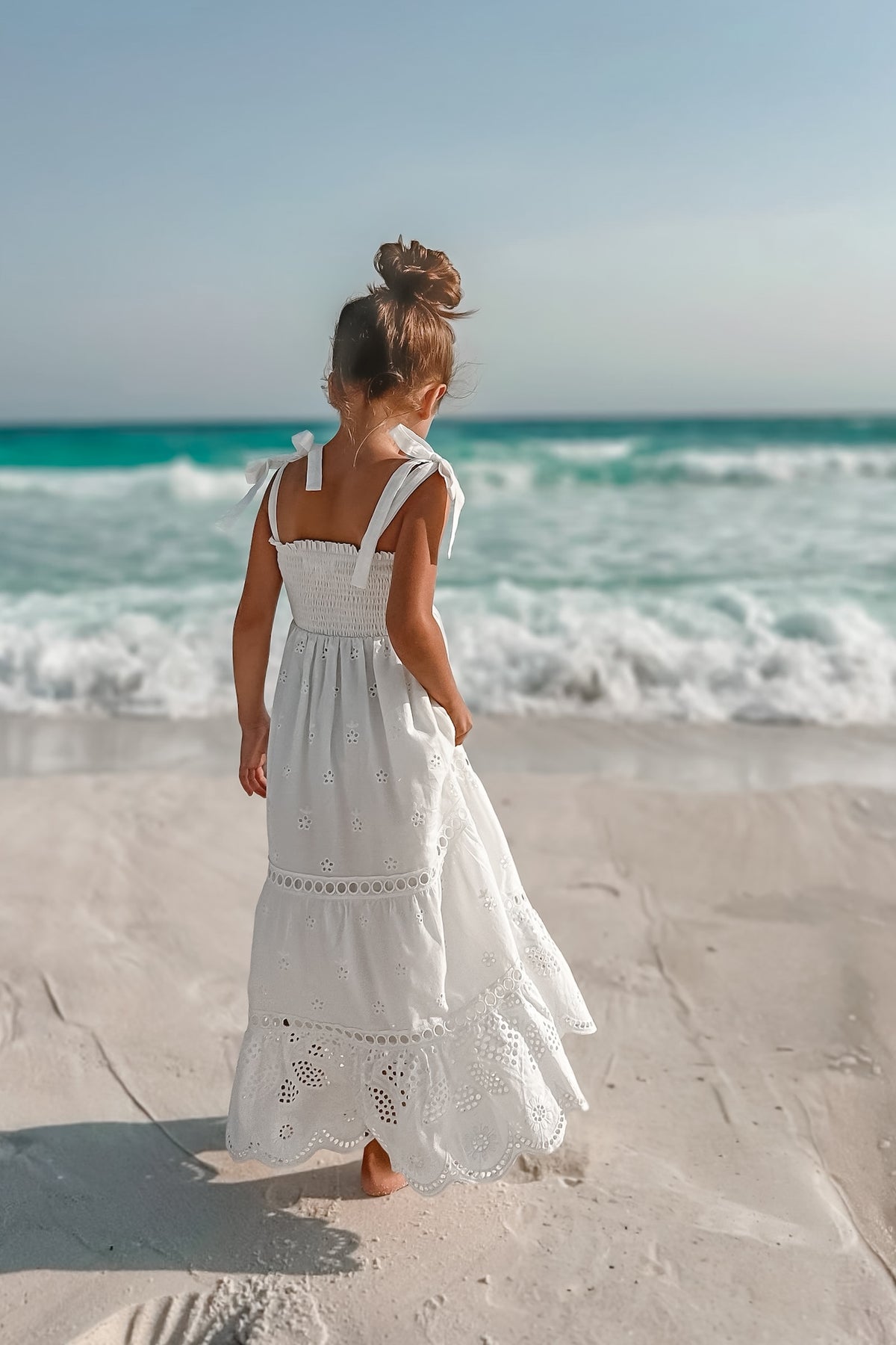 INDIE BLUE Girl's Dress Mary Dress (white eyelet) FINAL SALE