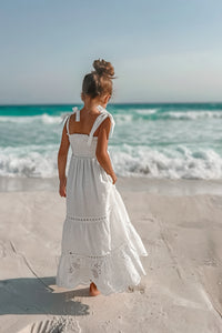 INDIE BLUE Girl's Dress Mary Dress (white eyelet) FINAL SALE