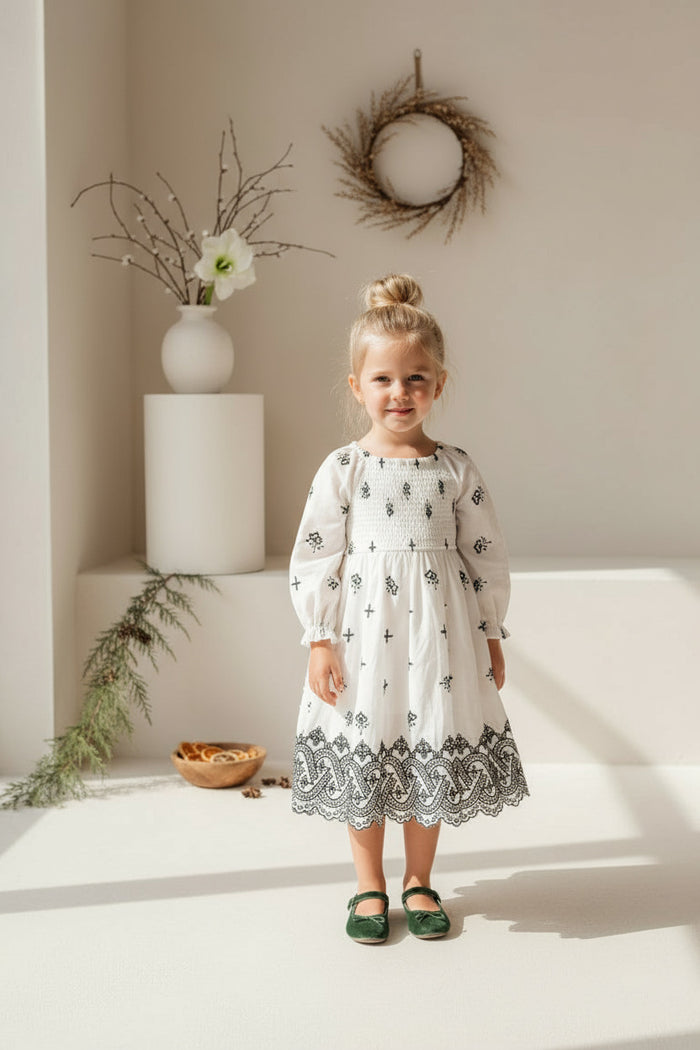 SS Girl's Dress Mira Dress (embroidered diamond)