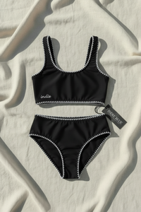 LB Girl's Swim Scoopback Set (midnight embroidered)