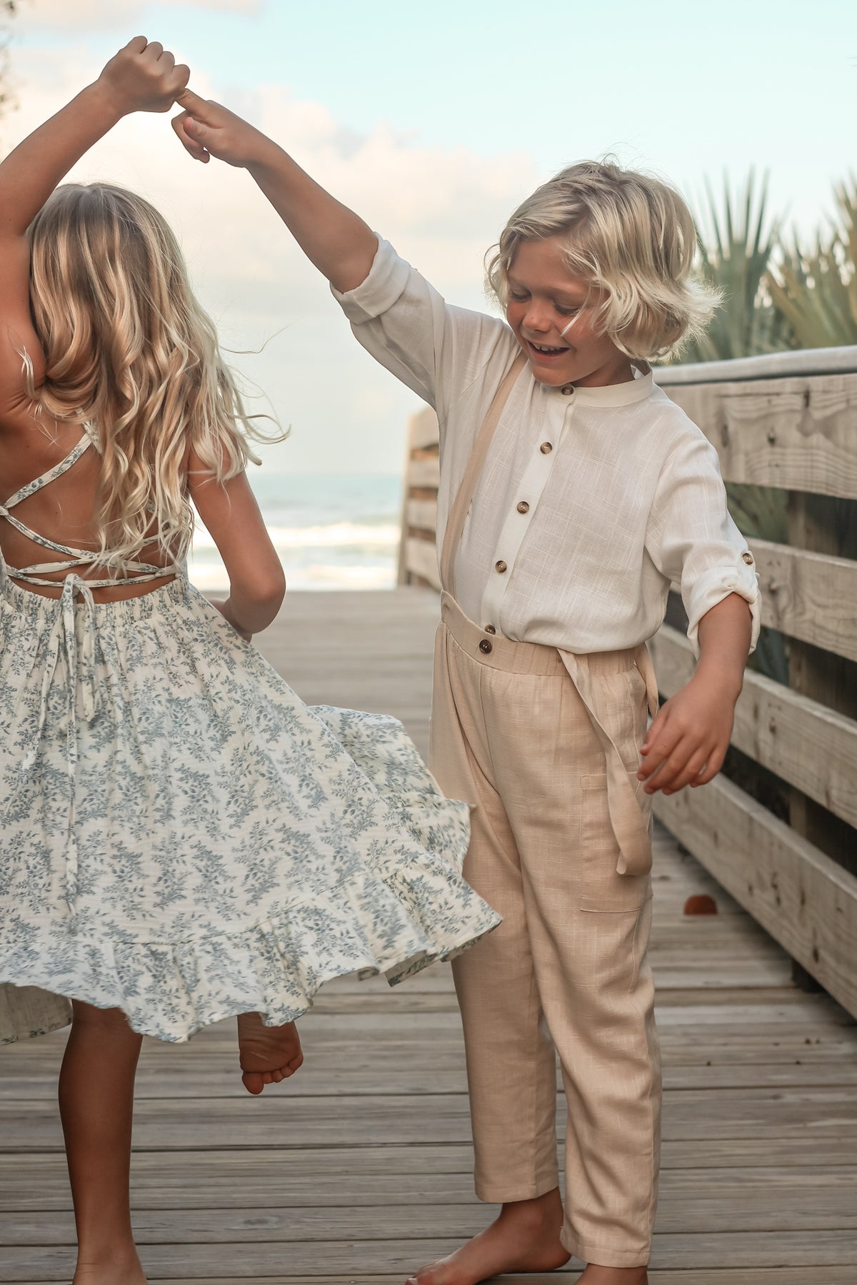 SS Boy's Top Ty Shirt (white linen)