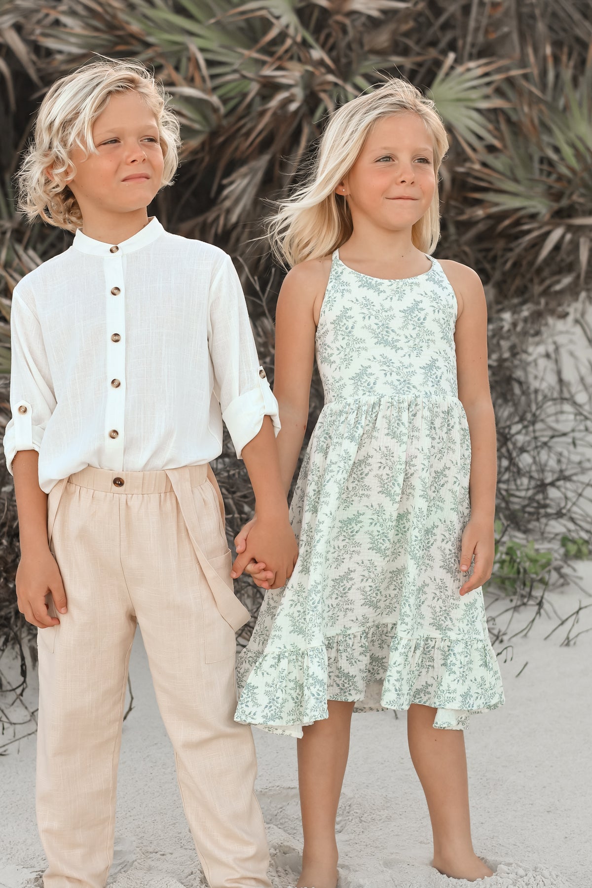 SS Boy's Top Ty Shirt (white linen)