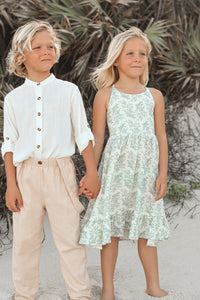 SS Boy's Top Ty Shirt (white linen)
