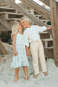 SS Boy's Top Ty Shirt (white linen)