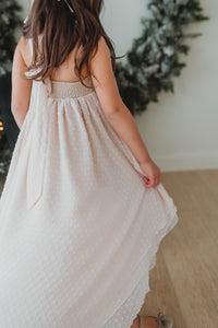 SS Girl's Dress Tessa Maxi (natural swiss dot)
