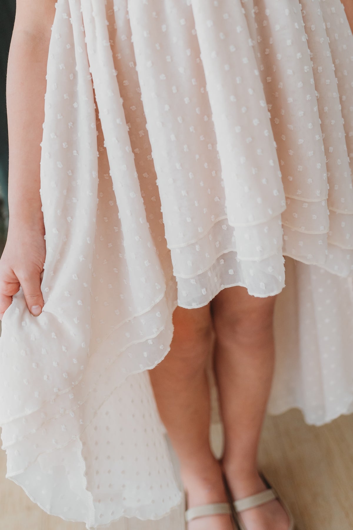 SS Girl's Dress Tessa Maxi (natural swiss dot)