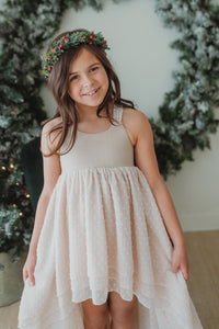 SS Girl's Dress Tessa Maxi (natural swiss dot)