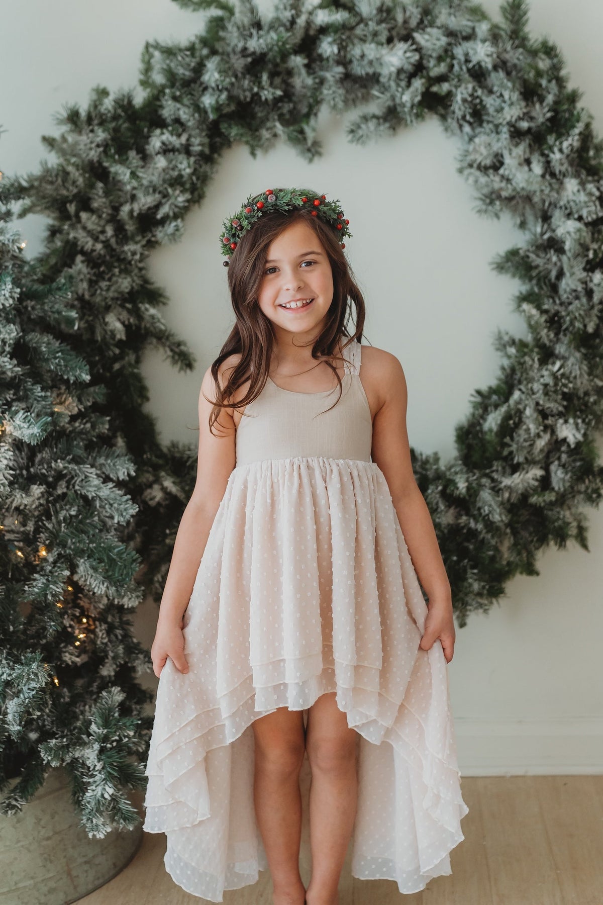 SS Girl's Dress Tessa Maxi (natural swiss dot)