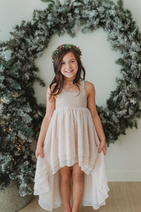 SS Girl's Dress Tessa Maxi (natural swiss dot)