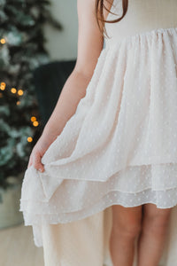 SS Girl's Dress Tessa Maxi (natural swiss dot)