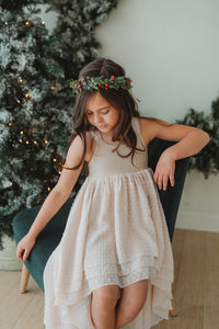 SS Girl's Dress Tessa Maxi (natural swiss dot)