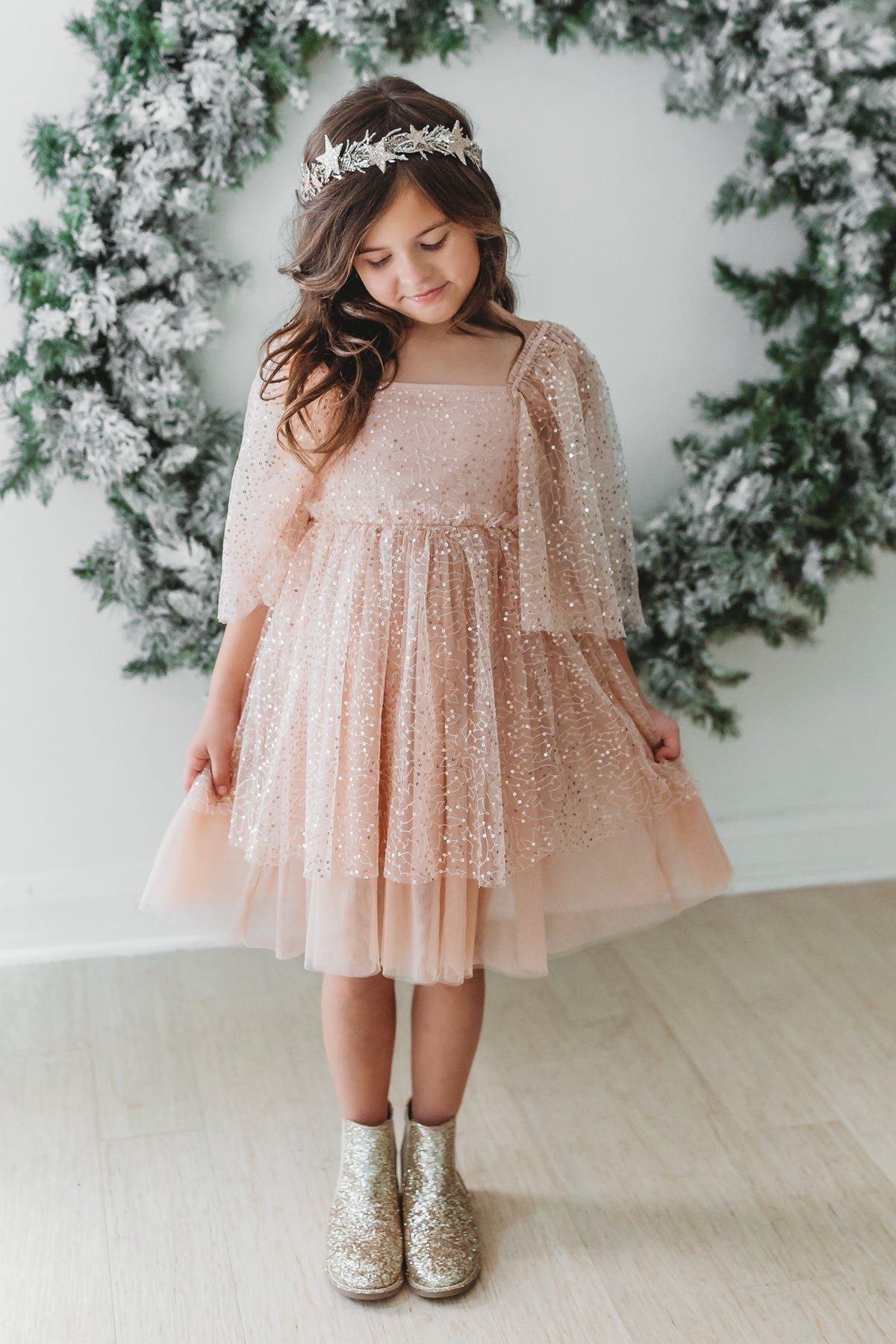 SS Girl's Dress Uma Dress (sequin pink tulle)
