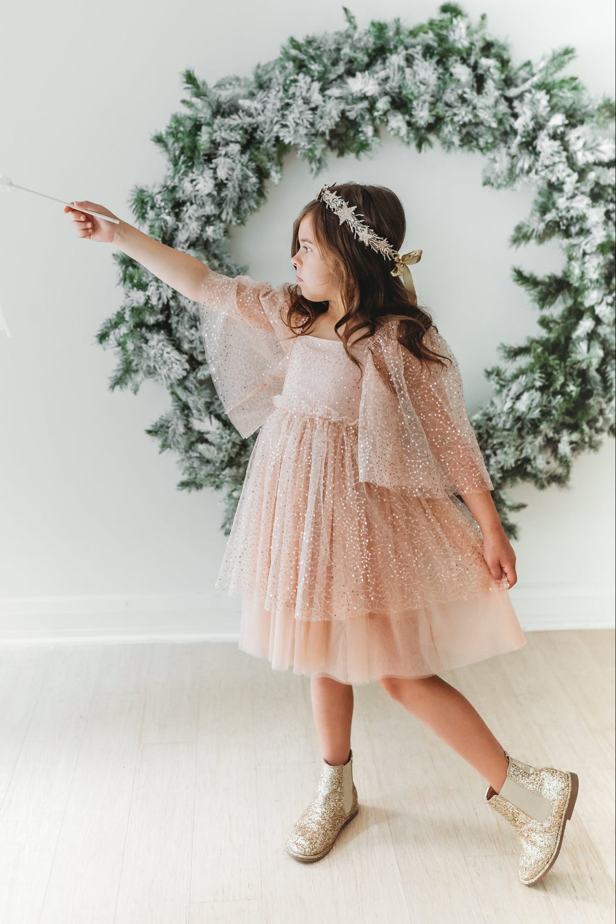 SS Girl's Dress Uma Dress (sequin pink tulle)