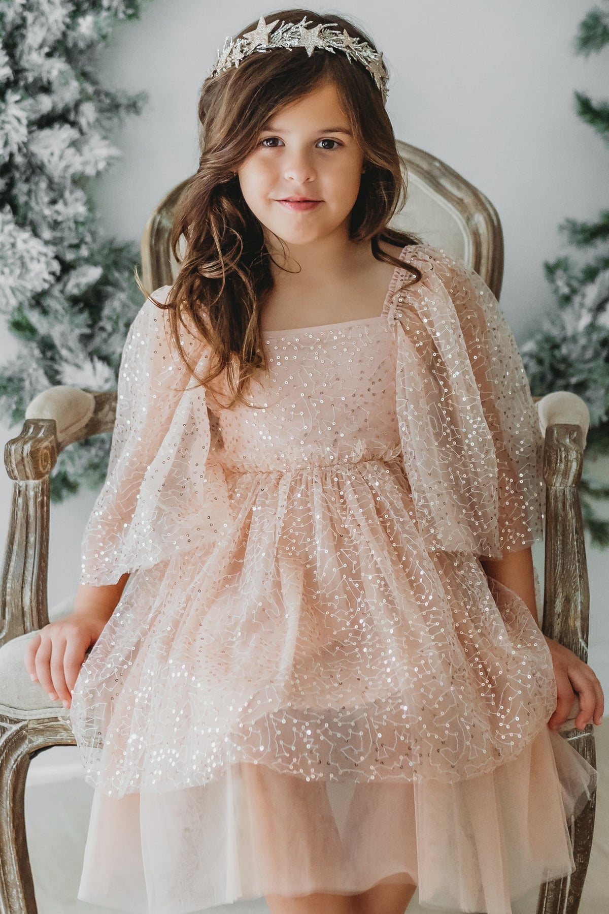 SS Girl's Dress Uma Dress (sequin pink tulle)