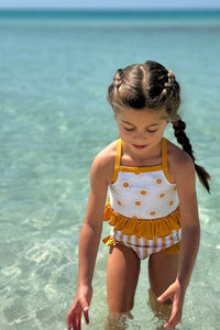 LB Girl's Swim Tankini Set (gold suns) FINAL SALE
